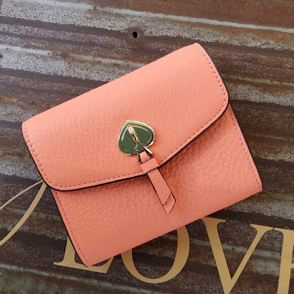 Kate Spade Women's Small Flap Wallet Card Case Pebbled Leather in Melon Ball - Picture 10 of 10